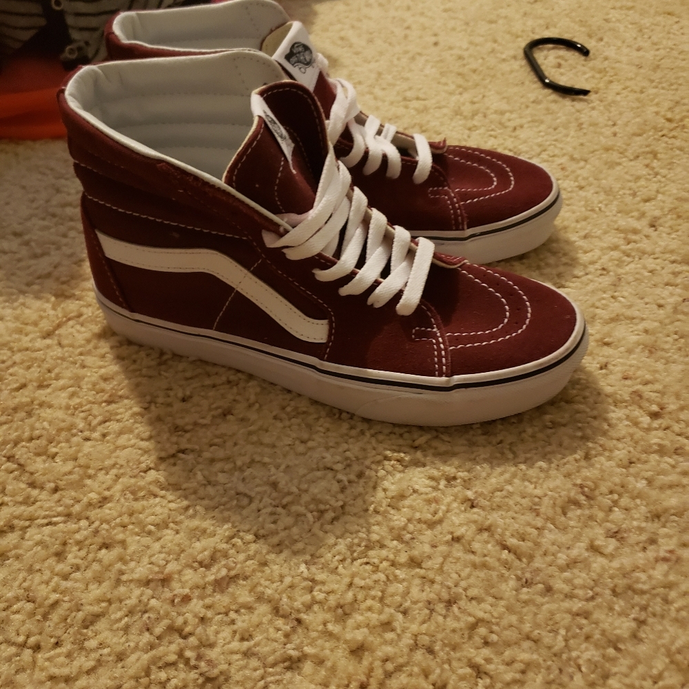 Maroon high top vans